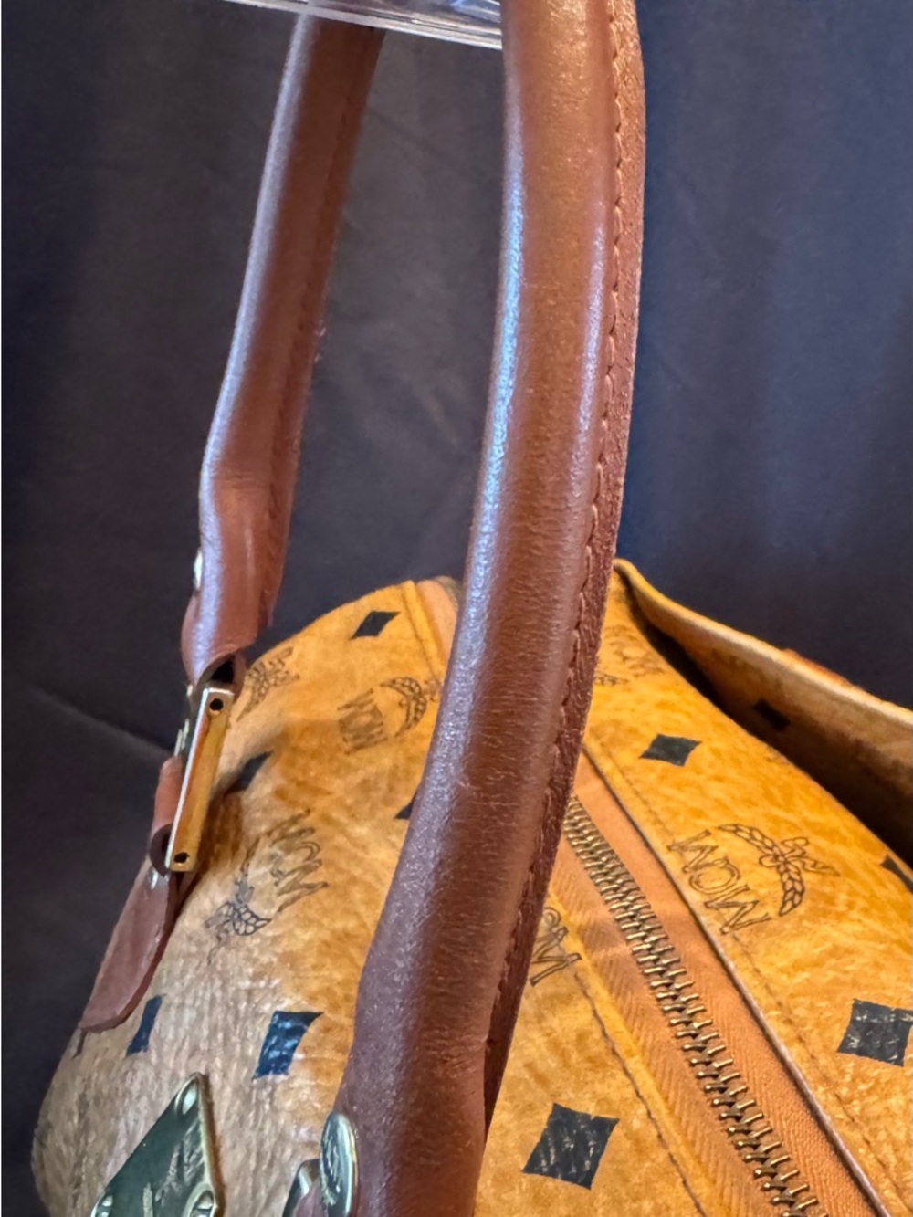 MCM Vintage Cognac Visetos Monogram Boston Bag with Cherry Charm Comes With COA - Picture 16 of 16